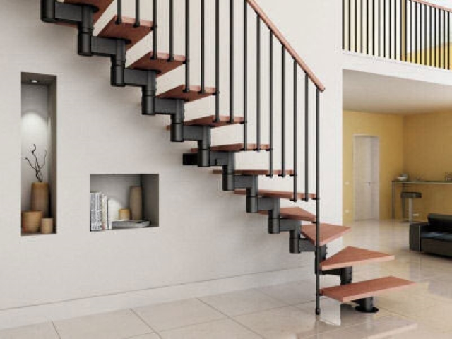 Cầu thang sắt xương cá đơn có thiết kế phù hợp với mọi loại kiến trúc